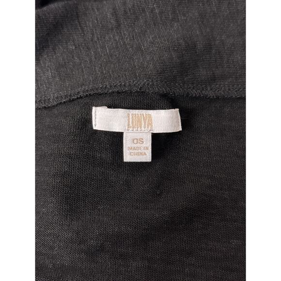 LUNYA Cardigan OS One Size Womens Black Linen Knit Open Oversize Drapey - Picture 7 of 8